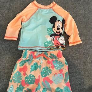 Disney baby Mickey Mouse swim trunks and swim shirt set - baby boy - 0-3 month